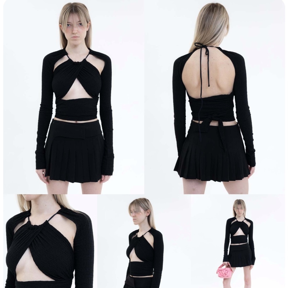 Danielle Guizio black wrap top (halter and bolero / shrug combo) - Picture 4 of 7